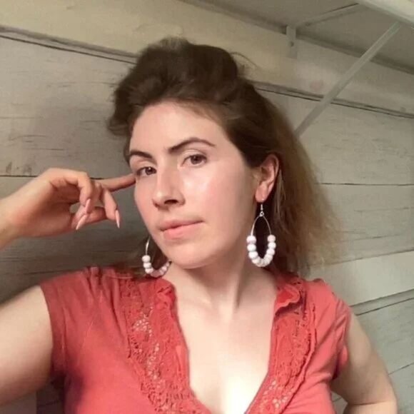 Handmade Breast Cancer Awareness Hoop Earrings - Picture 4 of 4